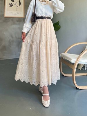 Dantel Fisto Kumaş İncili Uzun Etek