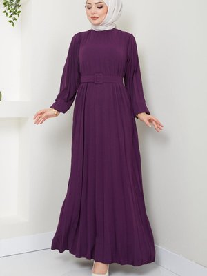 Kemerli Piliseli Aerobin Elbise Mor Kemerli Piliseli Aerobin Elbise Mor