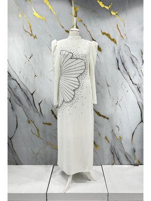 Ekru Zer Krep Abiye Elbise Ekru Zer Krep Abiye Elbise