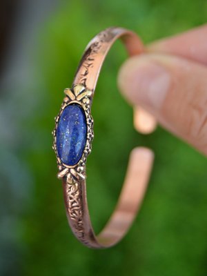 Lapis Lazuli Taşlı Bakır Bileklik Renk