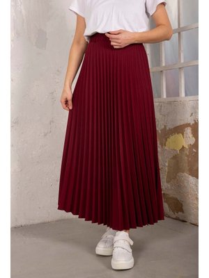 Bordo Piliseli Etek Bordo Piliseli Etek