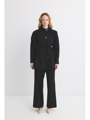 Siyah Sendy Balon Gömlek Takım