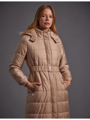 Kemerli Kapüşonlu Anorak Mont Toz Duman