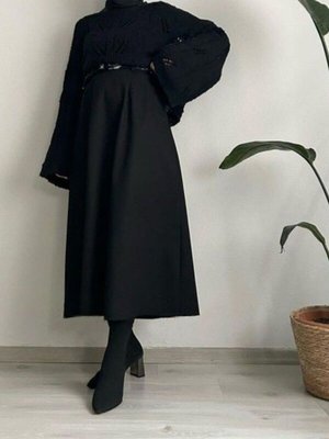 Siyah Scuba Puf Kloş Etek Beli Lastikli Cm Siyah Scuba Puf Kloş Etek Beli Lastikli Cm