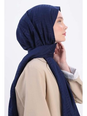 Lacivert Desenli Jakar Şal