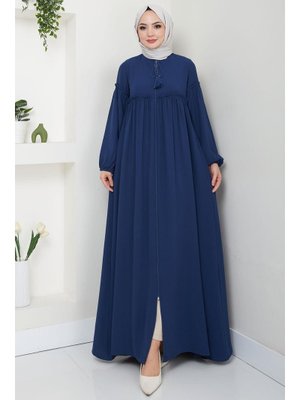 Petrol Yaka Bağcıklı Büzgülü Ferace Petrol Yaka Bağcıklı Büzgülü Ferace