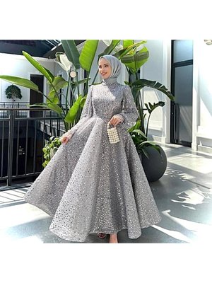 Pullu Boncuklu Abiye Elbise