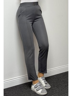 Antrasit Süs Düğme Cepli Pantolon