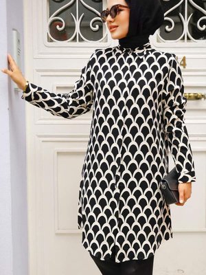 Desenli Siyah Tunik Desenli Siyah Tunik