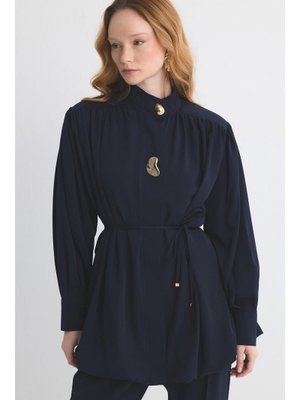 Lacivert Sendy Balon Gömlek Takım