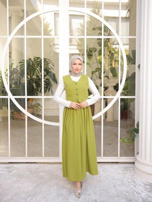 Yağ Yeşili Yelekli Etekli Takım