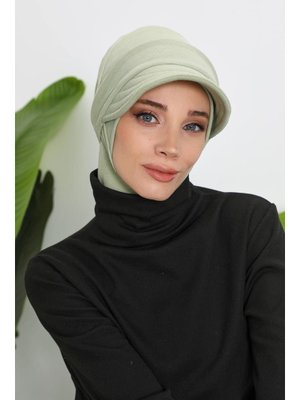 82rb Çağla Yeşili Çıkarılabilir Siperlikli Kışlık Türban,b 82rb Çağla Yeşili Çıkarılabilir Siperlikli Kışlık Türban,b