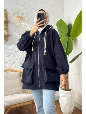 Lacivert Körük Cepli Kaşe Kap