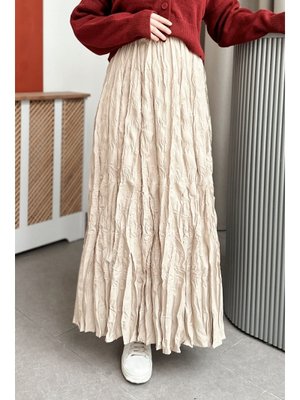 Yulya Kırışık Bej Etek Yulya Kırışık Bej Etek