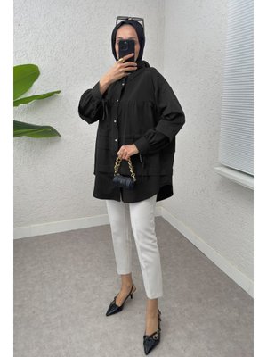 Siyah Double Kat Detaylı Tunik