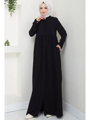 Siyah Gizli Patlı Büzgülü Ferace Siyah Gizli Patlı Büzgülü Ferace