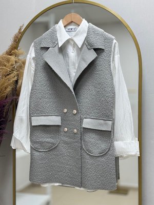 Beliz Kapak Cepli Buklet Yelek Gri