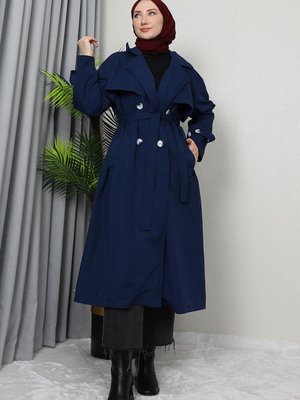 Kruvaze Gabardin Trenç Lacivert Kruvaze Gabardin Trenç Lacivert