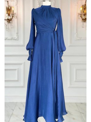 Lacivert Efruz Abiye Elbise