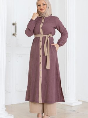 Gül Kurusu Kapüşonlu Düğmeli Takım Gül Kurusu Kapüşonlu Düğmeli Takım