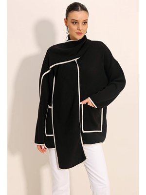 Siyah Şal Yaka Triko Hırka