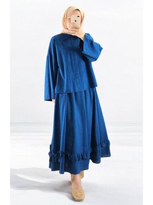 Şihal Keten Etek Fırfırlı İkili Takım