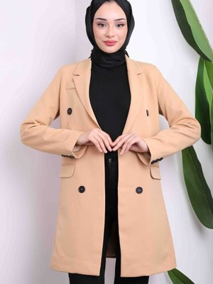 Bej Kruvaze Yaka Astarlı Ceket Bej Kruvaze Yaka Astarlı Ceket