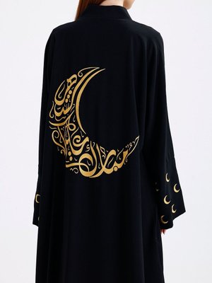 Ramazan Hilali Desenli Siyah Ferace Ramazan Hilali Desenli Siyah Ferace