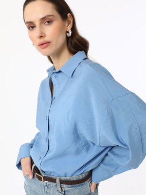 Mavi Modal Kumaşlı Rahat Kalıp Gömlek