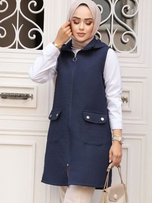 Kapüşonlu Lacivert Yelek Kapüşonlu Lacivert Yelek