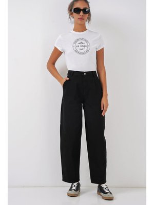 Siyah Yüksek Bel Kot Pantolon Siyah Yüksek Bel Kot Pantolon