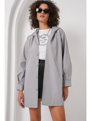 Gri Kapüşonlu Trençkot Gri Kapüşonlu Trençkot