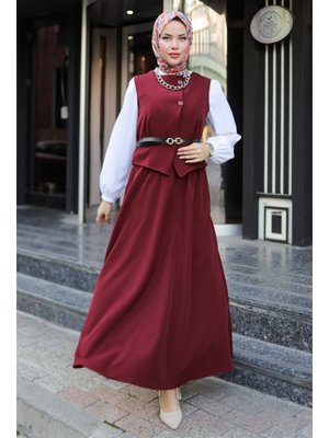 Bordo Asile Yelek Etek İkili Takım Bordo Asile Yelek Etek İkili Takım