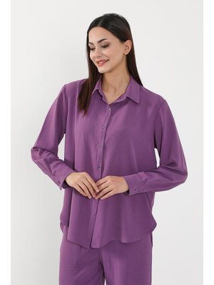 Mor Salaş Ve Şık Rahat Kesim Uzun Kollu Aerobin Gömlek,gm
