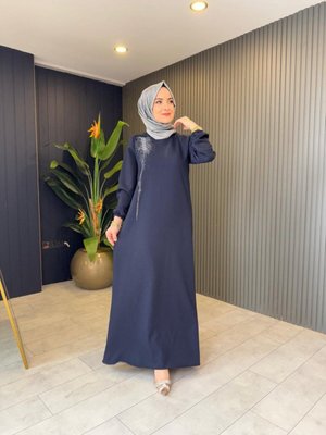 Viskon Giy Çık Pırıltı Detaylı Elbise