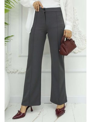 Antrasit Düğmeli Palazzo Pantolon