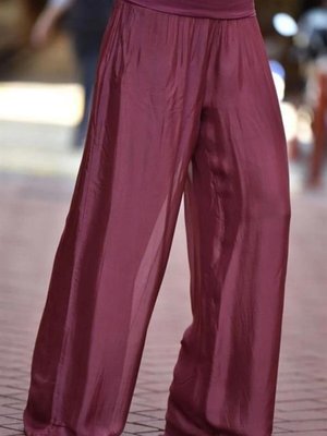 Bordo Italyan Korse Belli Astarlı İpek Pantolon Bordo Italyan Korse Belli Astarlı İpek Pantolon