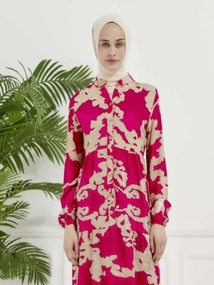 Fuşya Karışık Desen Elbise Fuşya Karışık Desen Elbise