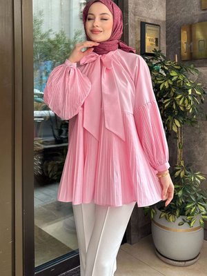 Missy Piliseli Gömlek Pembe