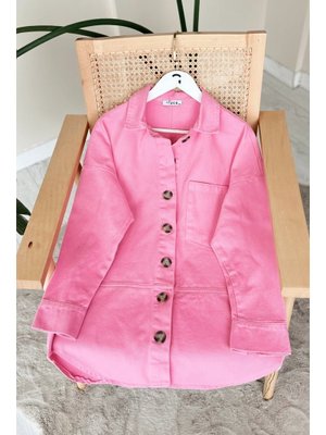 Peyda Pembe Gabardin Ceket