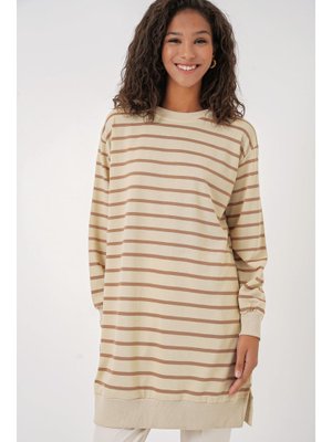 Bisküvi Bisiklet Yaka Çizgili Tunik Bisküvi Bisiklet Yaka Çizgili Tunik