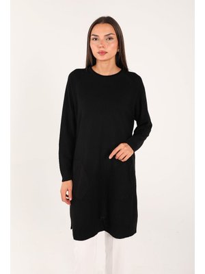 Siyah Cepli Triko Tunik