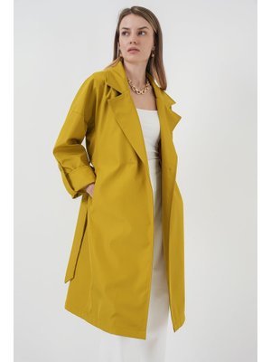 E.yeşil Kruvaze Yaka Astarlı Trençkot E.yeşil Kruvaze Yaka Astarlı Trençkot