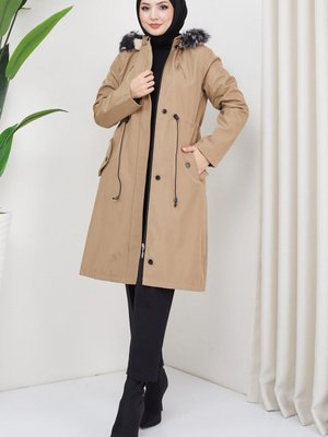 Süs Cepli İçi Kürklü Mont Vizon Süs Cepli İçi Kürklü Mont Vizon