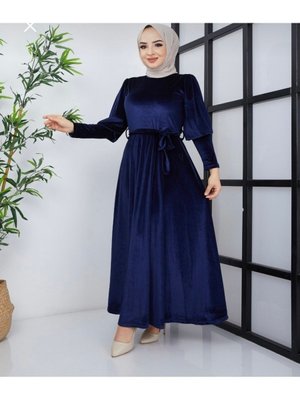 Kadife Balon Kollu Elbise Kadife Balon Kollu Elbise