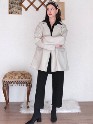 Taş Rengi Deri Ceket