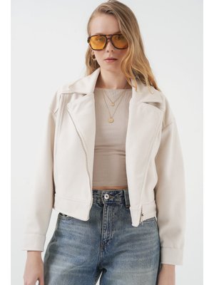 Ekru Kısa Kaşe Ceket