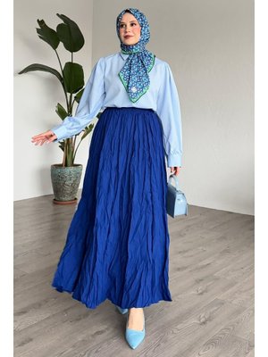 Saks Mavisi Kraş Etek Saks Mavisi Kraş Etek