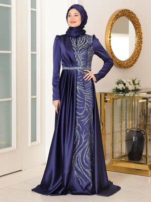 Lacivert Mihrimah Abiye Elbise Lacivert Mihrimah Abiye Elbise