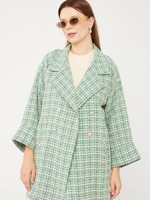 Benetton Double Kol Ekose Desen Ceket